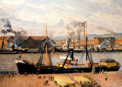 Rouen Port, Unloading Wood Fine Art Print 1898 by Camille Pissarro (6 Sizes)