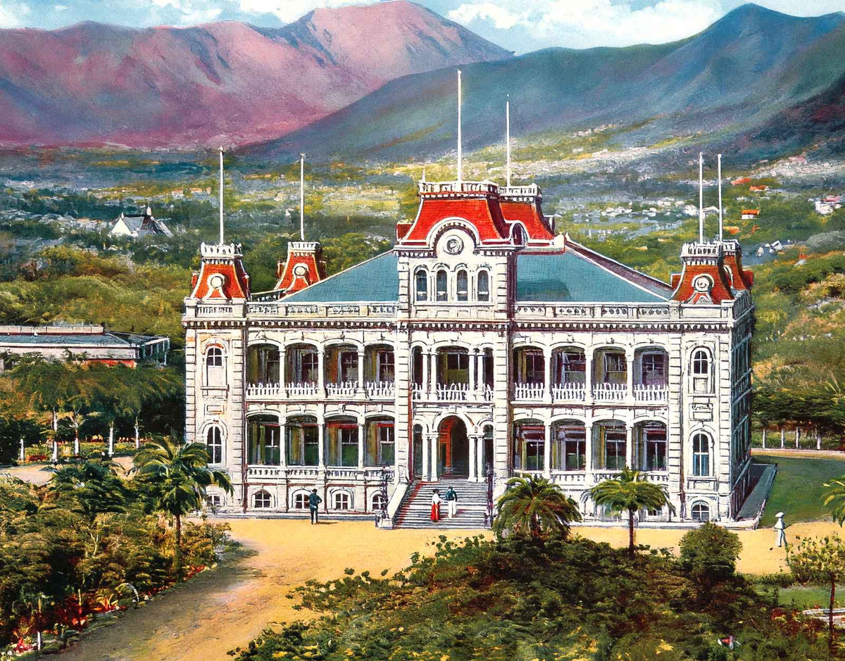 Royal Palace Honolulu in 1909 Vintage Print (7 Sizes) - High Quality