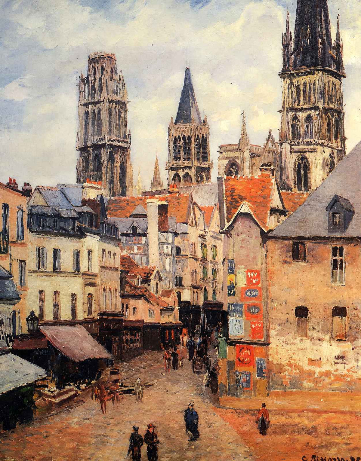 Rue De L'Epicerie at Rouen, on a Grey Morning 1898 Pissarro Art Print (6 Sizes)