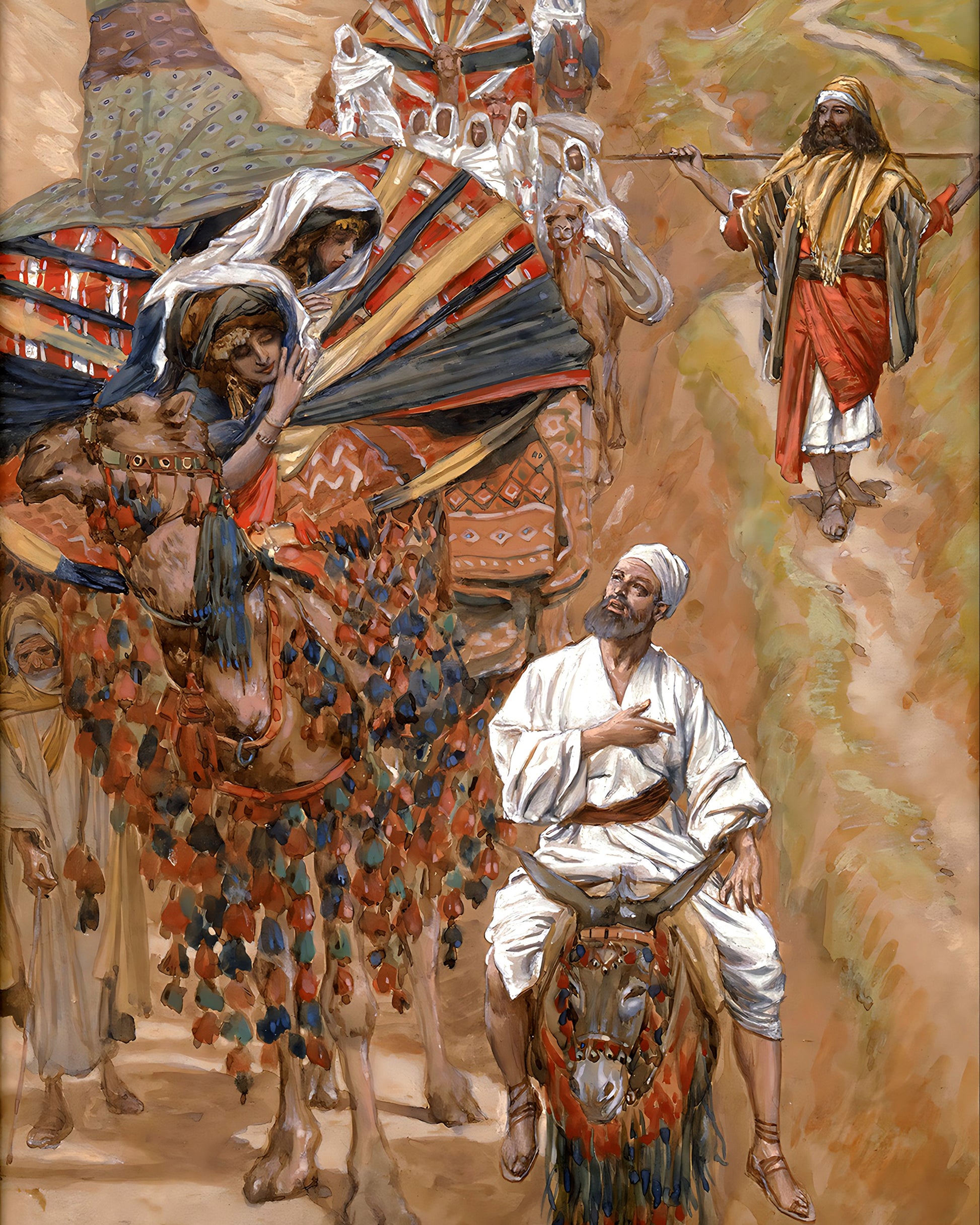 Rebecca Meets Isaac by the Way by James Tissot 8x10" Bible Art Print