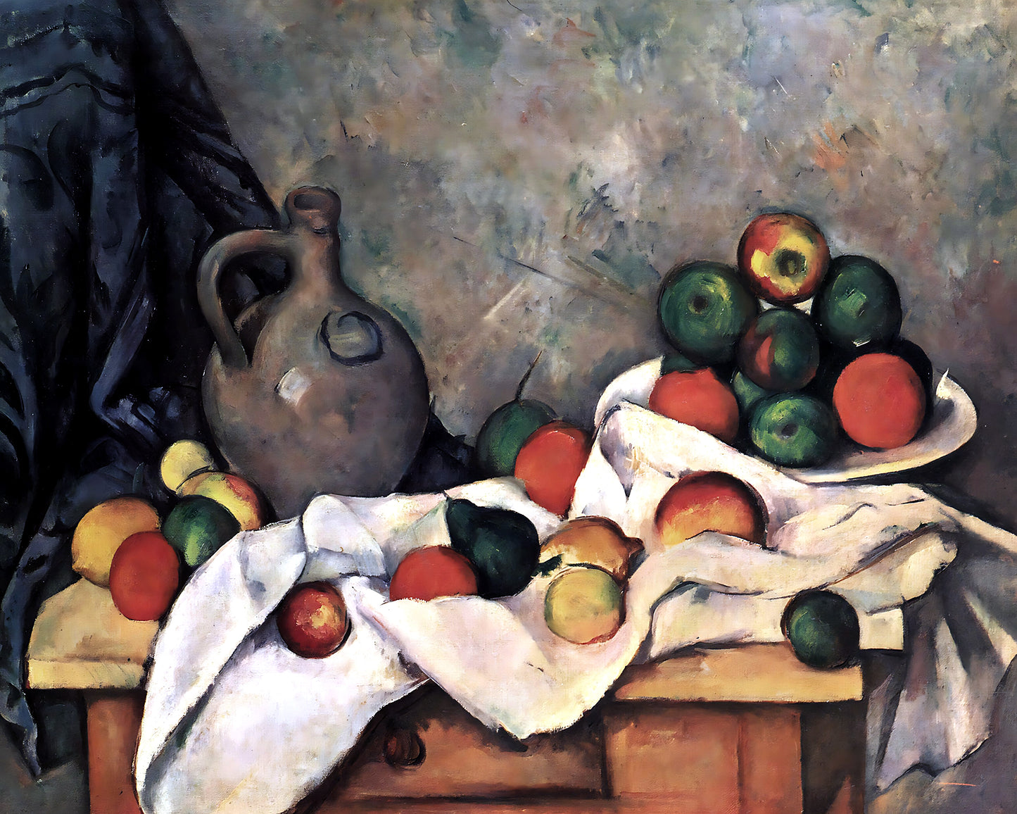 Rideau, Cruchon et Compotier Painting by Paul Cezanne 8x10" Art Print