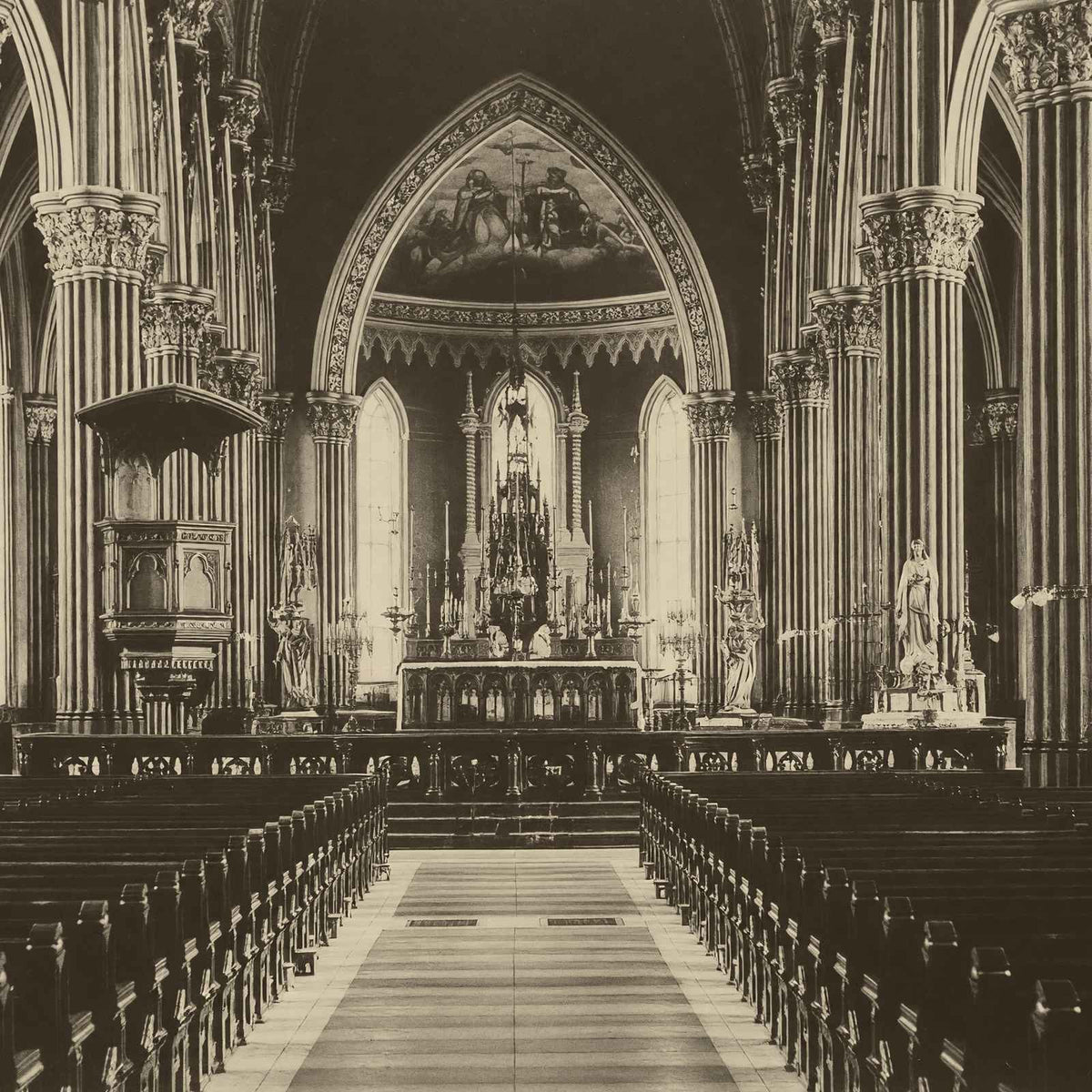 Sacred Heart Church Interior at Notre Dame Vintage Photo (7 Sizes) - Enhanced