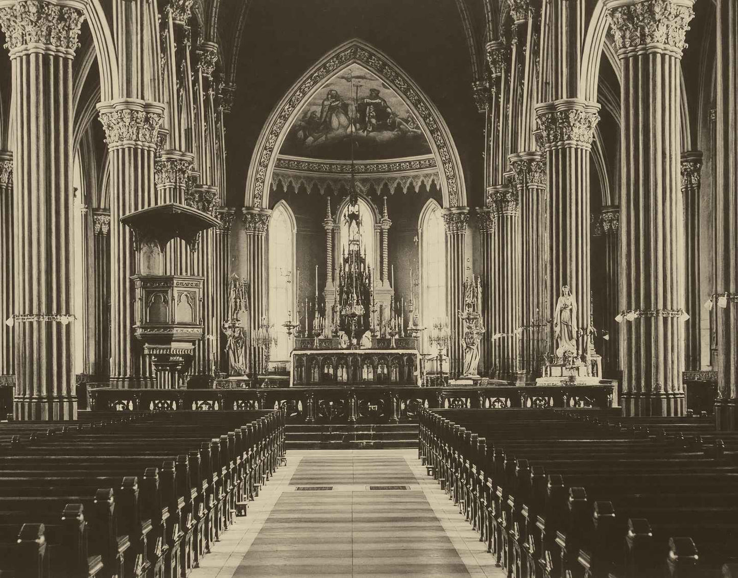 Sacred Heart Church Interior at Notre Dame Vintage Photo (7 Sizes) - Enhanced
