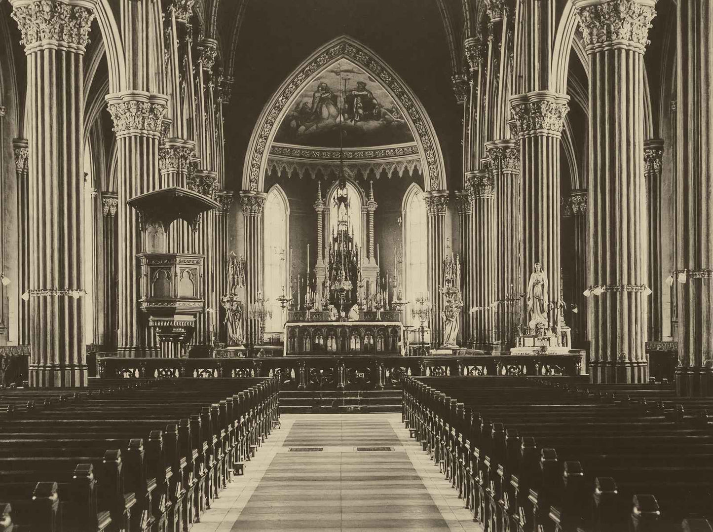 Sacred Heart Church Interior at Notre Dame Vintage Photo (7 Sizes) - Enhanced