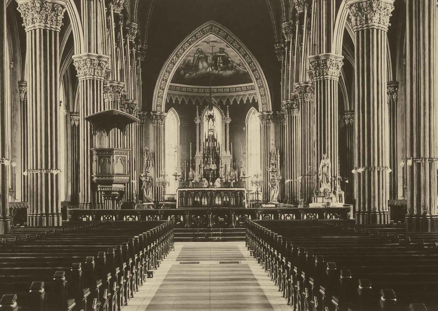 Sacred Heart Church Interior at Notre Dame Vintage Photo (7 Sizes) - Enhanced