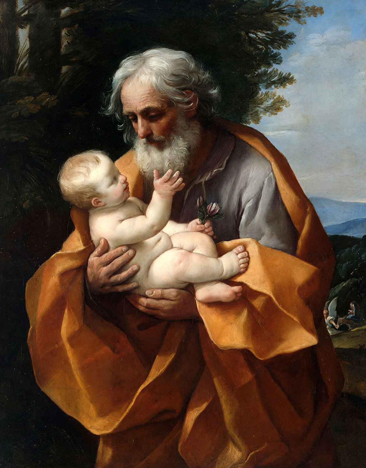 Saint Joseph with the Infant Jesus Painting by Guido Reni Art Print (6 Sizes)