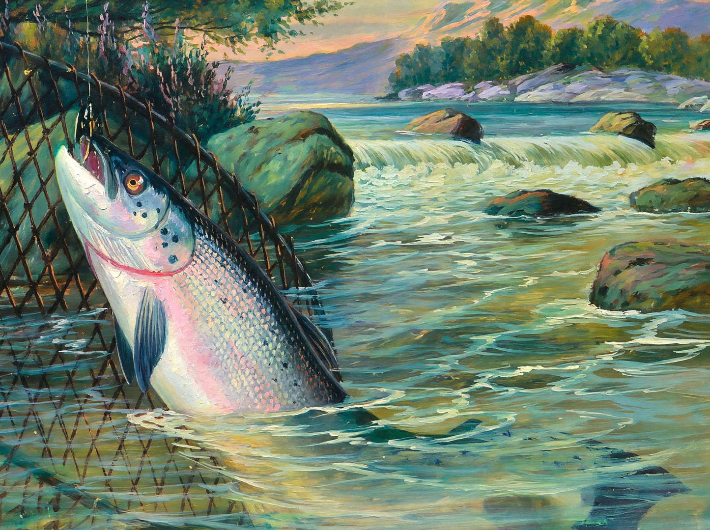 Salmon Landed in 1904 Art Print (7 Sizes) - Premium Quality