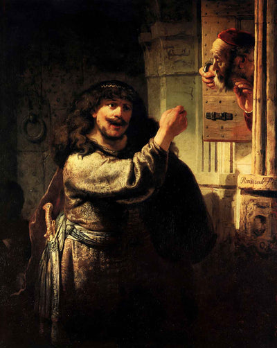 Samson Accusing His Father in Law painting print by Rembrandt (1635)