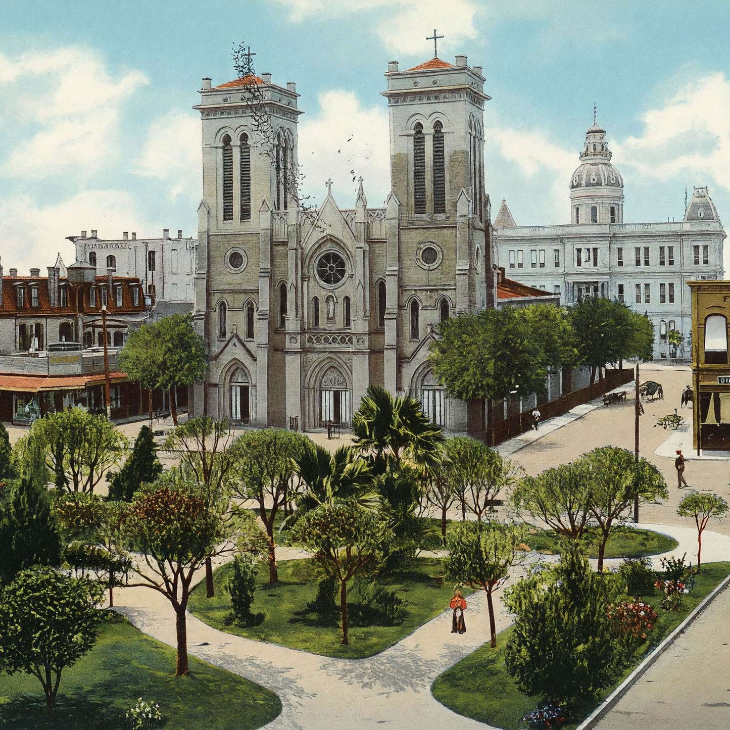 San Fernando Cathedral in 1906 Vintage Print (7 Sizes) - Premium Print