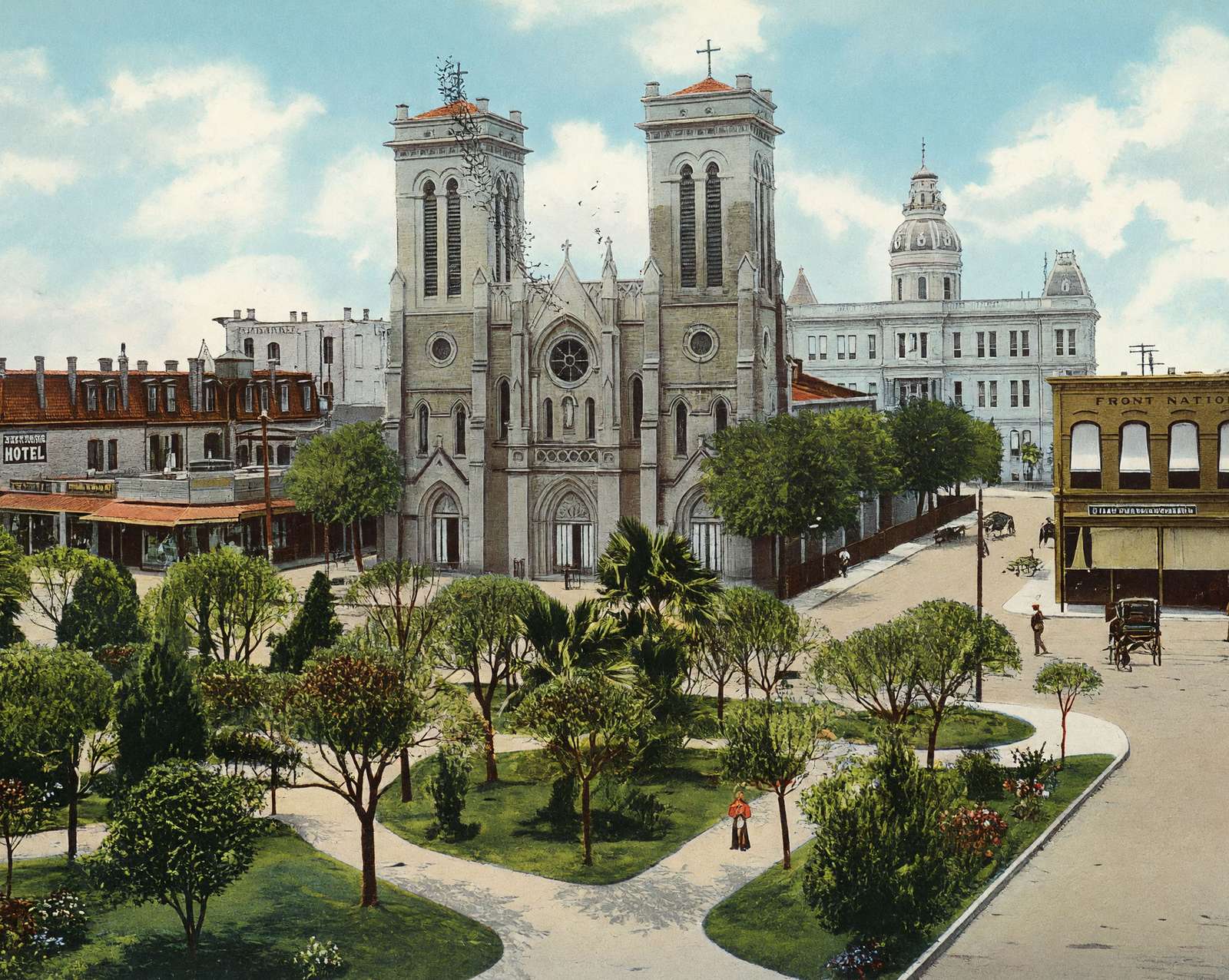 San Fernando Cathedral in 1906 vintage print