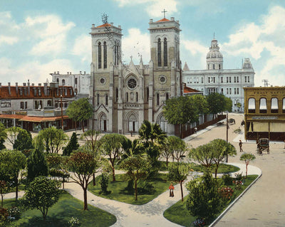 San Fernando Cathedral in 1906 vintage print
