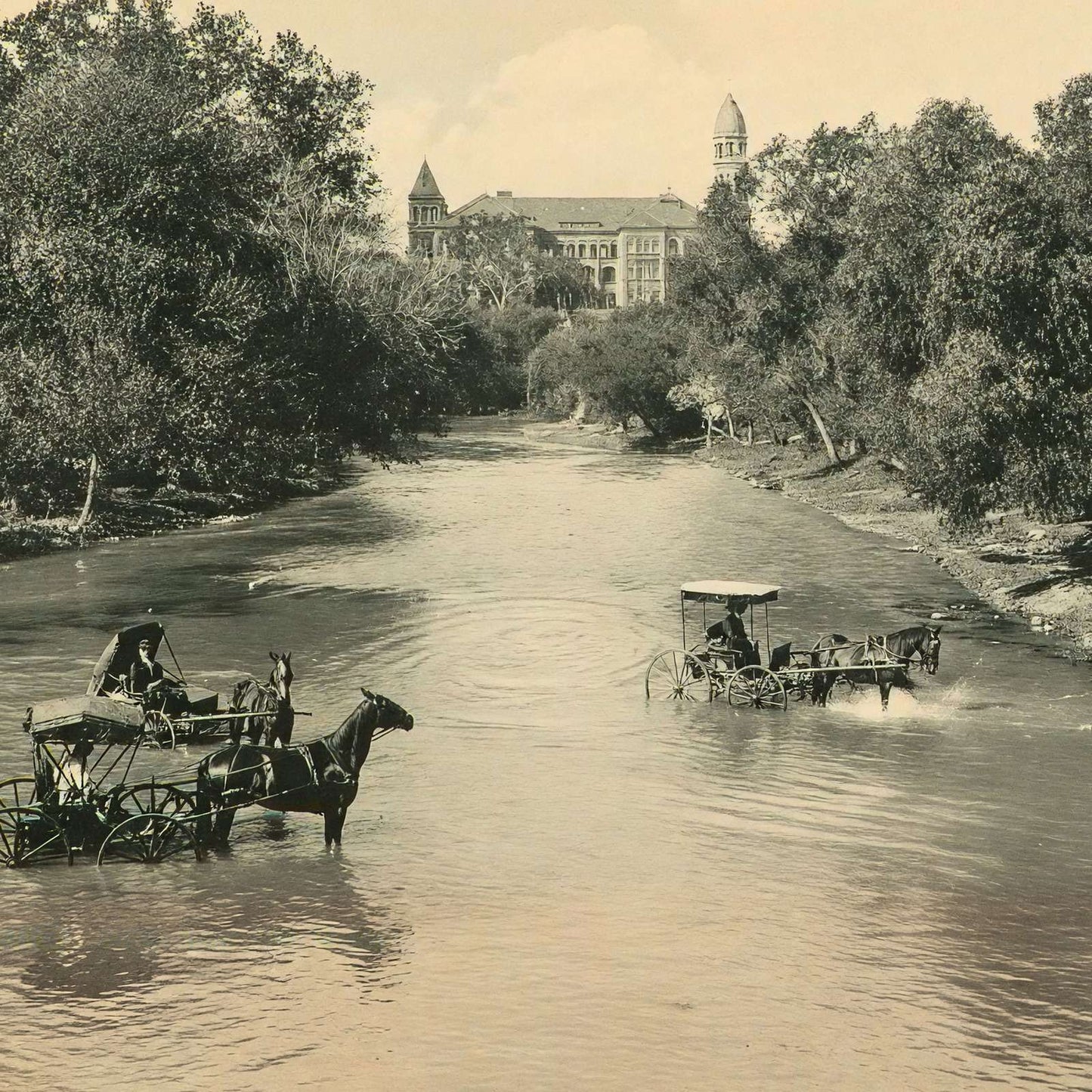 San Antonio River in 1906 Vintage Print (7 Sizes) - Premium Quality