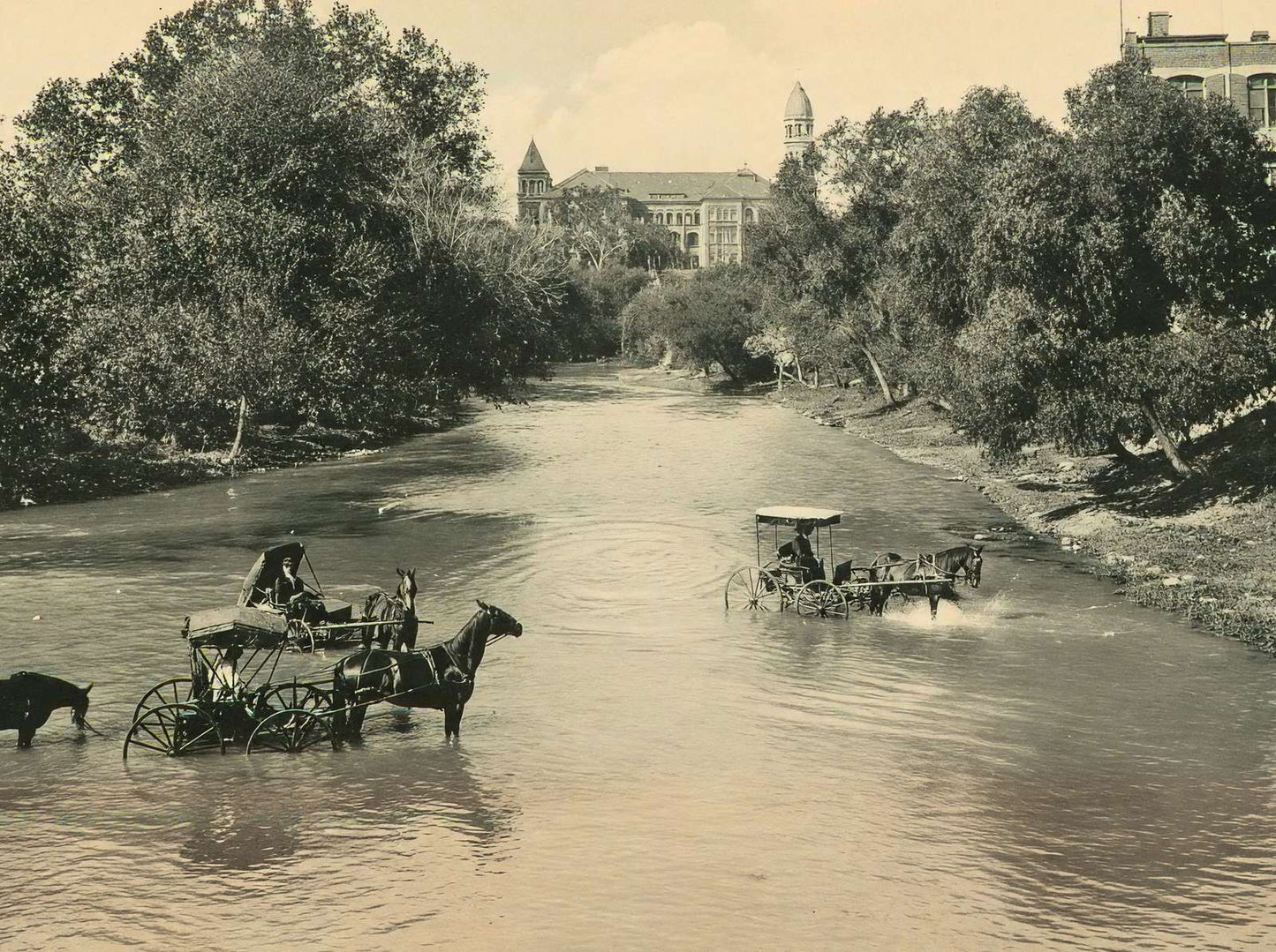 San Antonio River in 1906 Vintage Print (7 Sizes) - Premium Quality