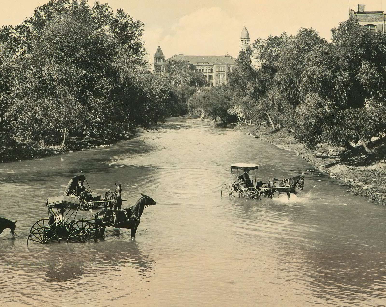 San Antonio River in 1906 restored photo print