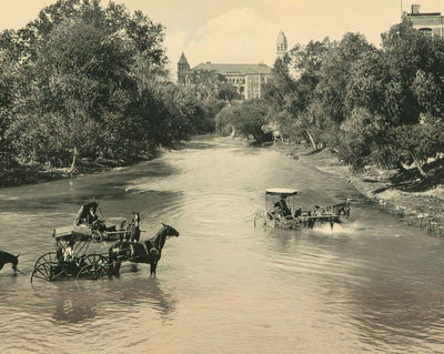 San Antonio River in 1906 restored photo print