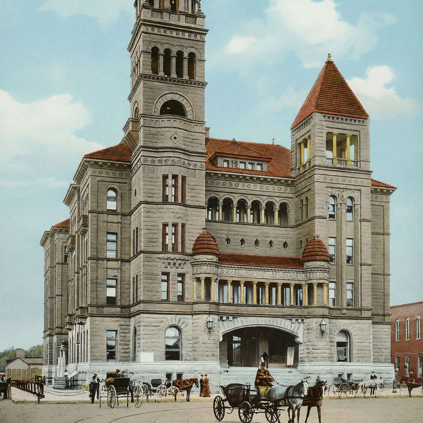 Bexar County Court House in 1905 Vintage Print (7 Sizes) - Premium Quality