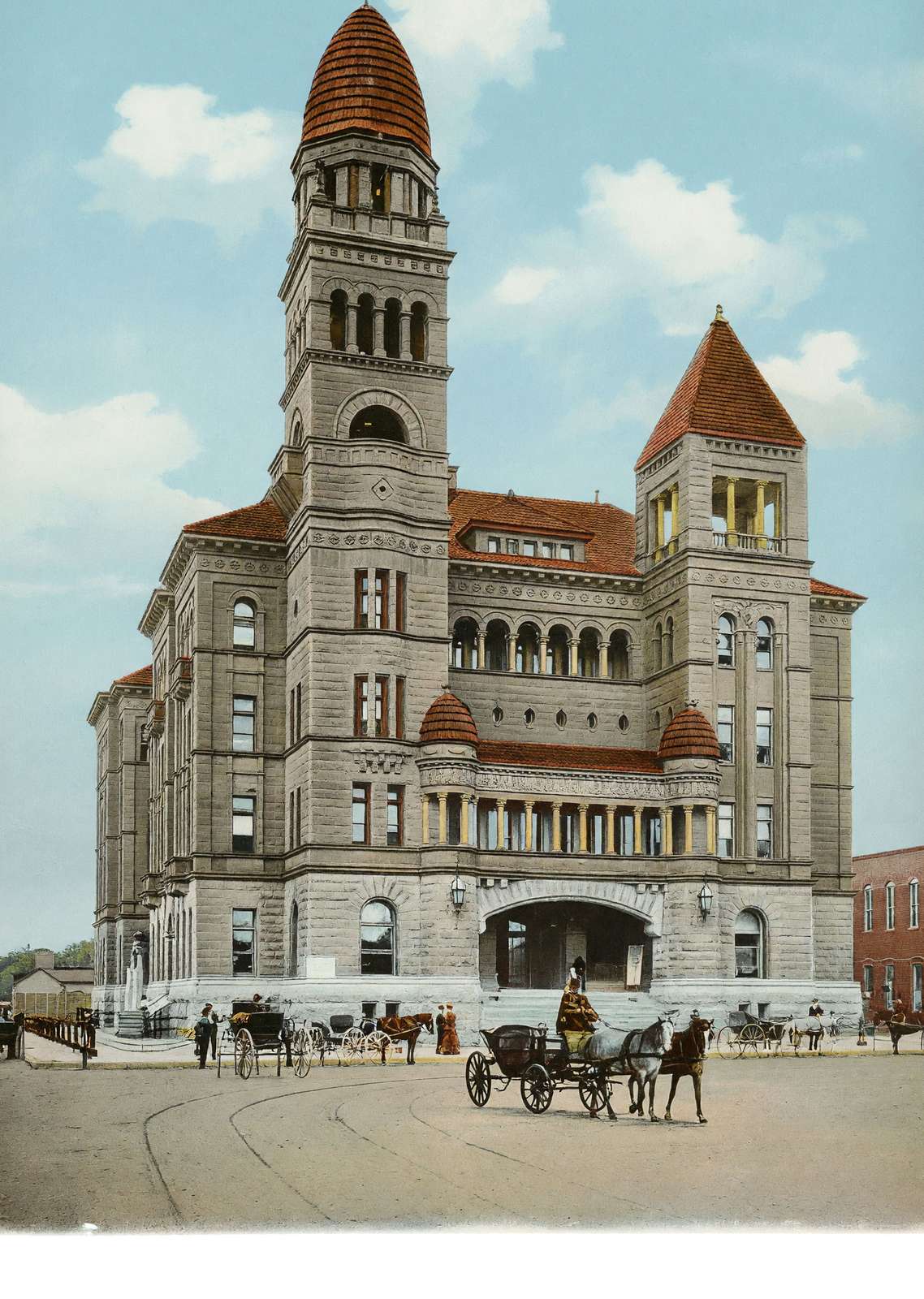 Bexar County Court House in 1905 Vintage Print (7 Sizes) - Premium Quality