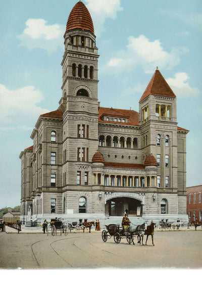Bexar County Court House in 1905 Vintage Print (7 Sizes) - Premium Quality