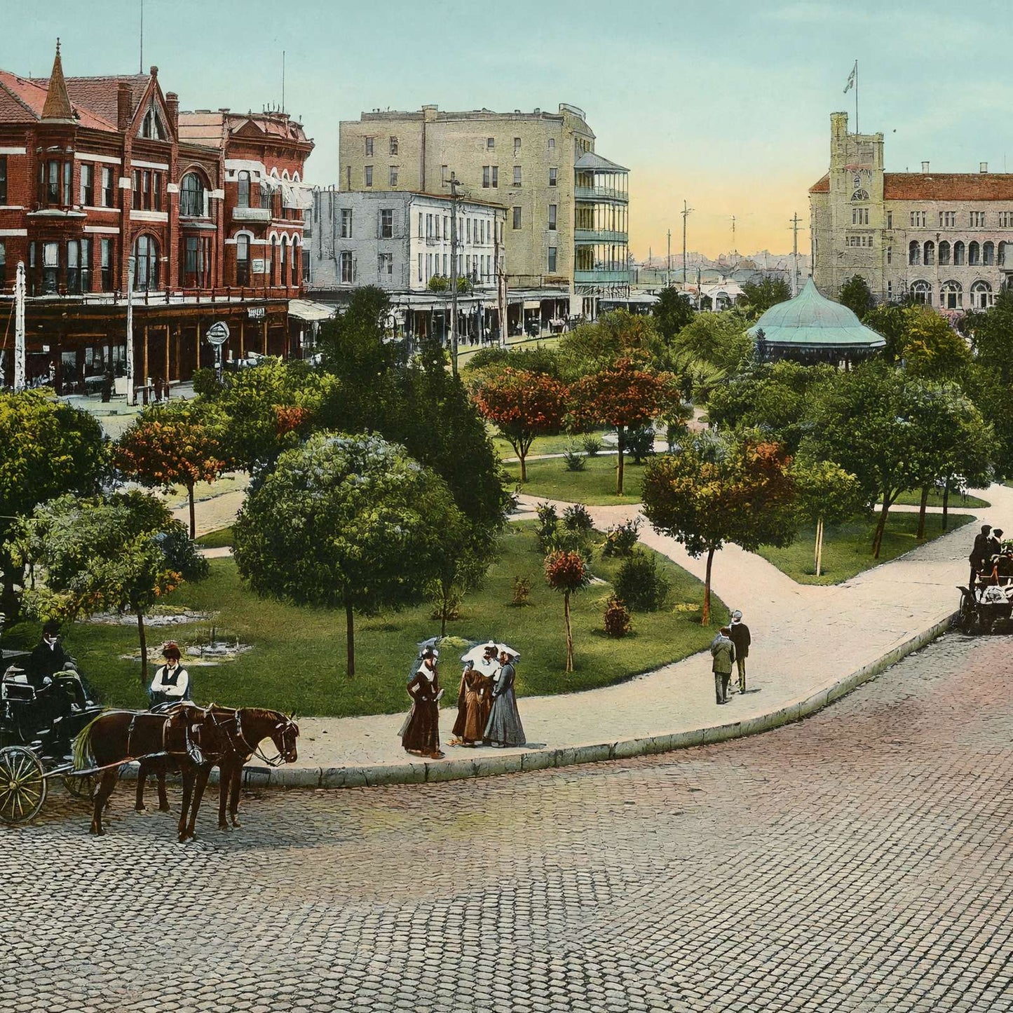 Alamo Plaza Looking North in 1905 Vintage Print (7 Sizes) - Premium Quality