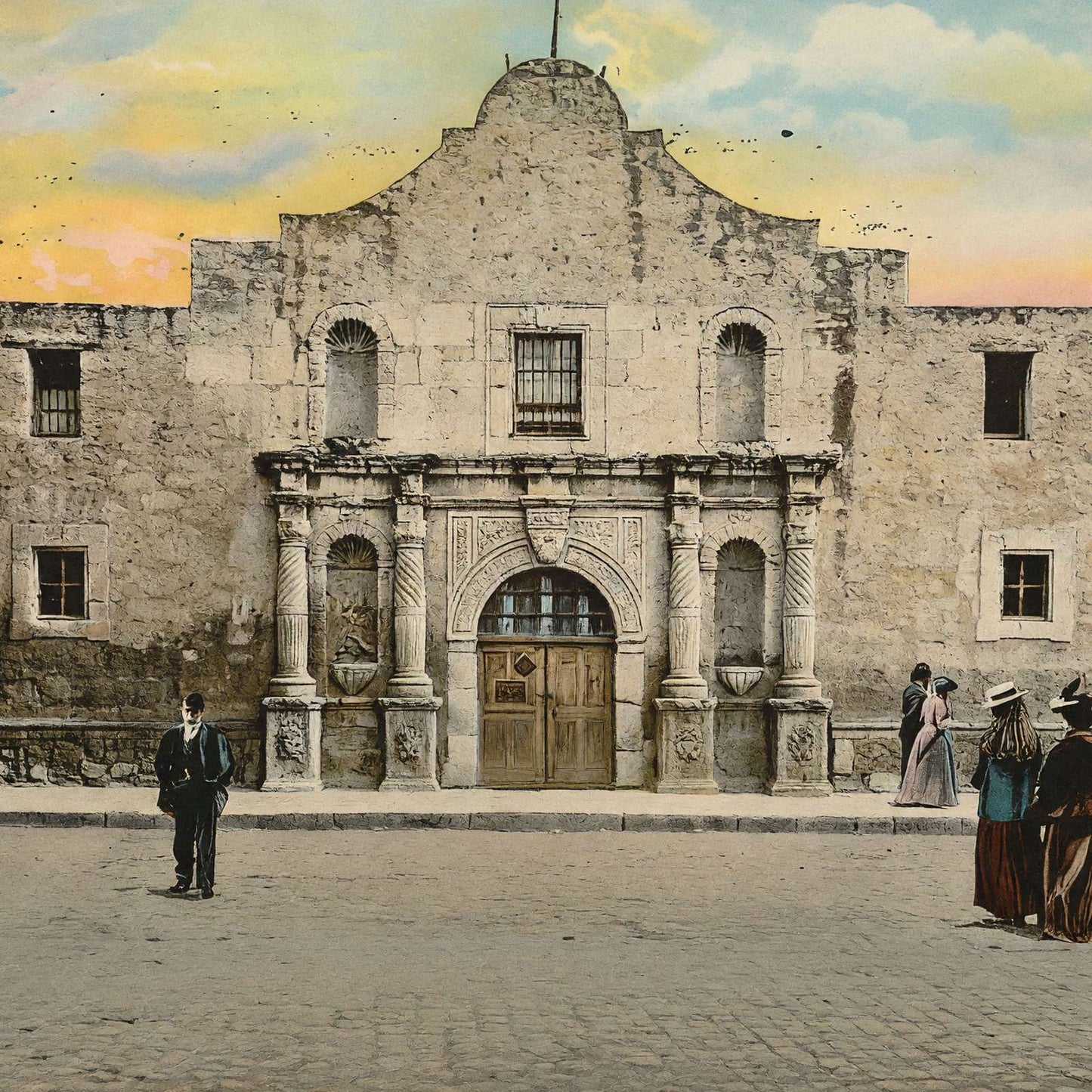 The Alamo in 1905 Vintage Print (7 Sizes) - Archival Paper