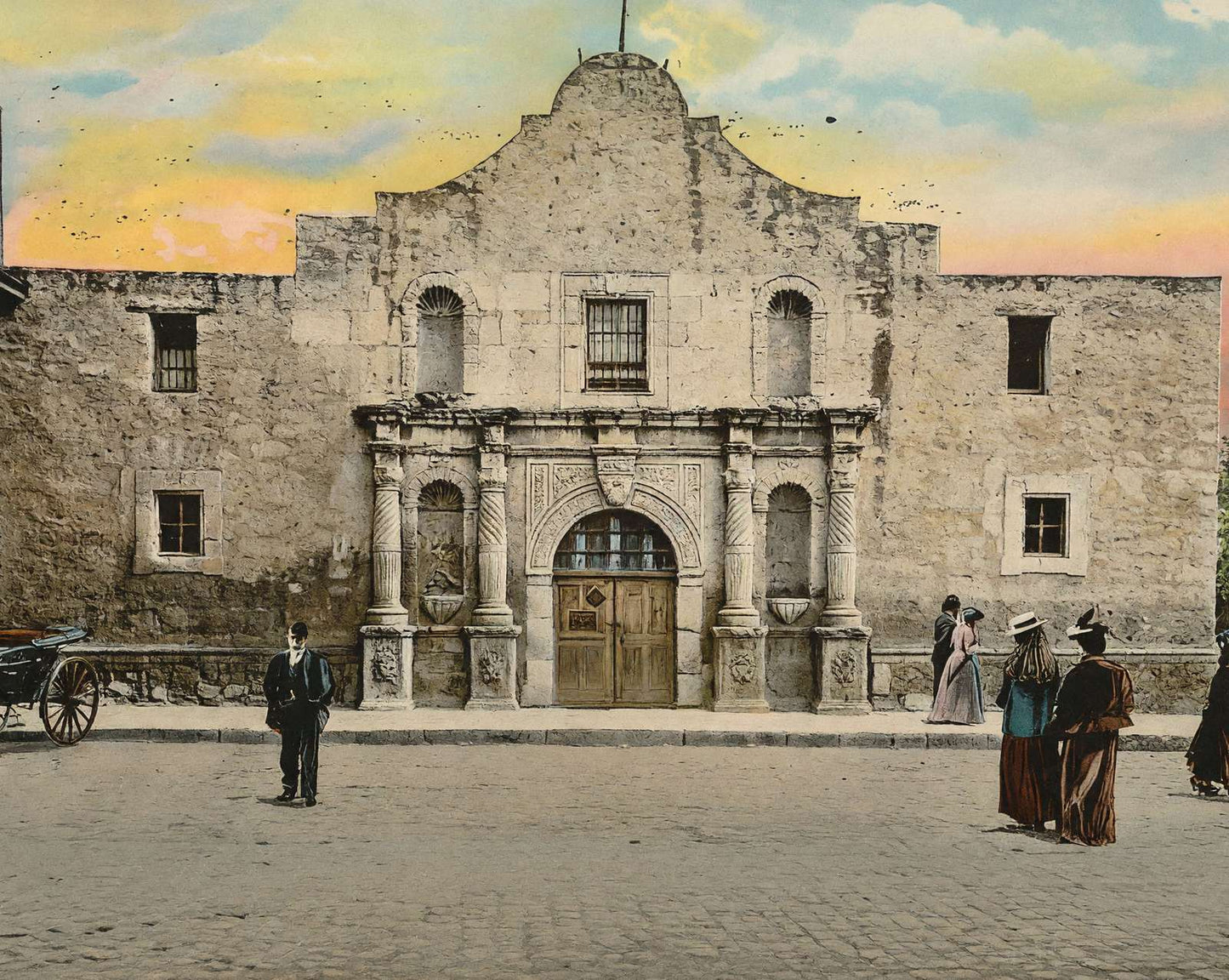 The Alamo in 1905 vintage print