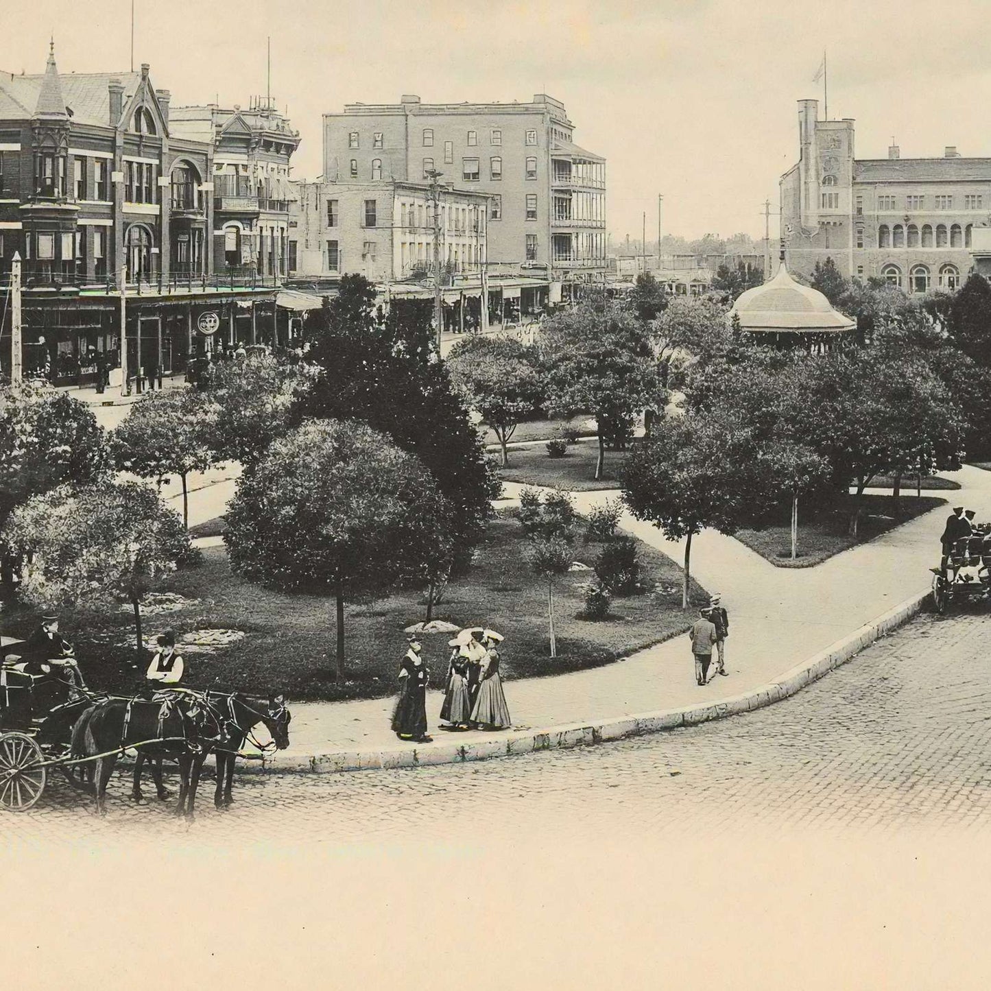Alamo Plaza Looking North in 1906 Vintage Print (7 Sizes) - Acid Free