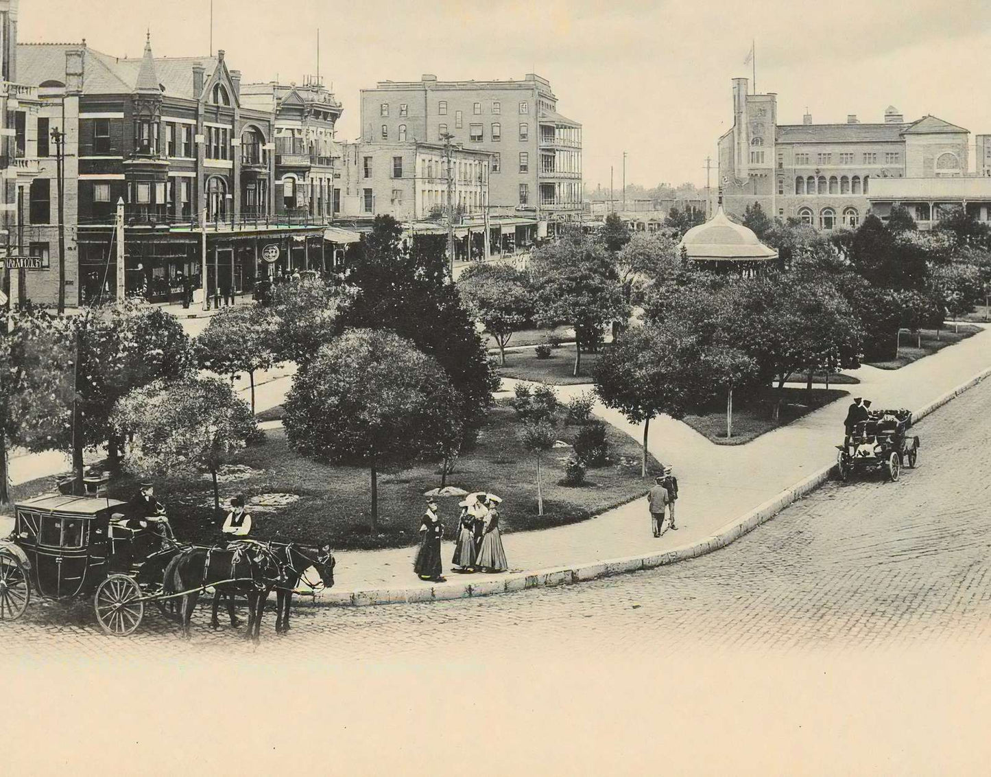 Alamo Plaza Looking North in 1906 Vintage Print (7 Sizes) - Acid Free