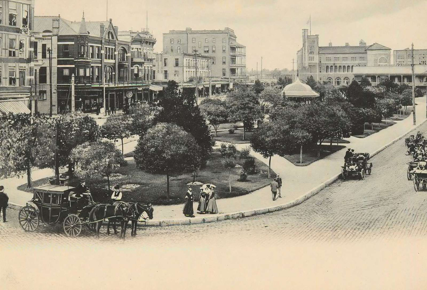 Alamo Plaza Looking North in 1906 Vintage Print (7 Sizes) - Acid Free