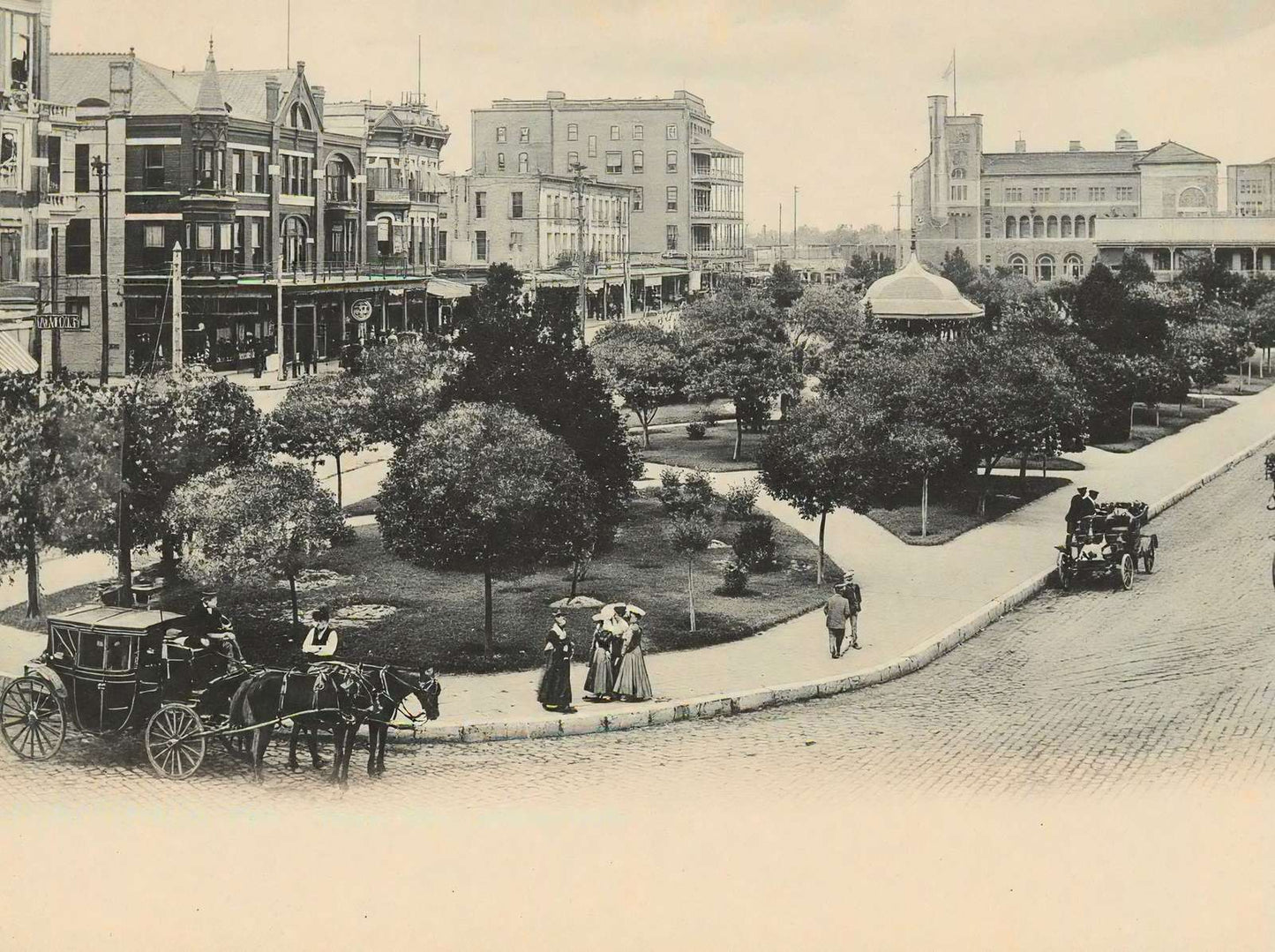 Alamo Plaza Looking North in 1906 Vintage Print (7 Sizes) - Acid Free