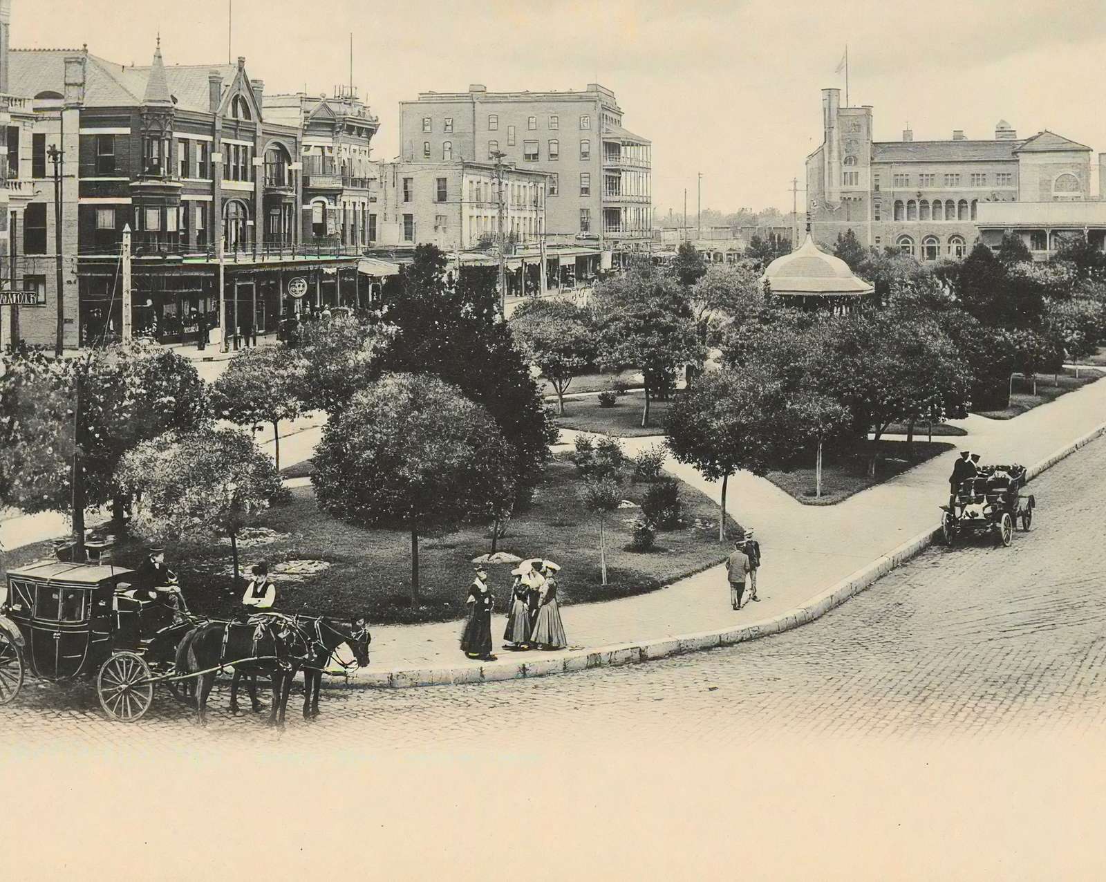 Alamo Plaza Looking North in 1906 vintage photo print