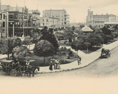 Alamo Plaza Looking North in 1906 vintage photo print