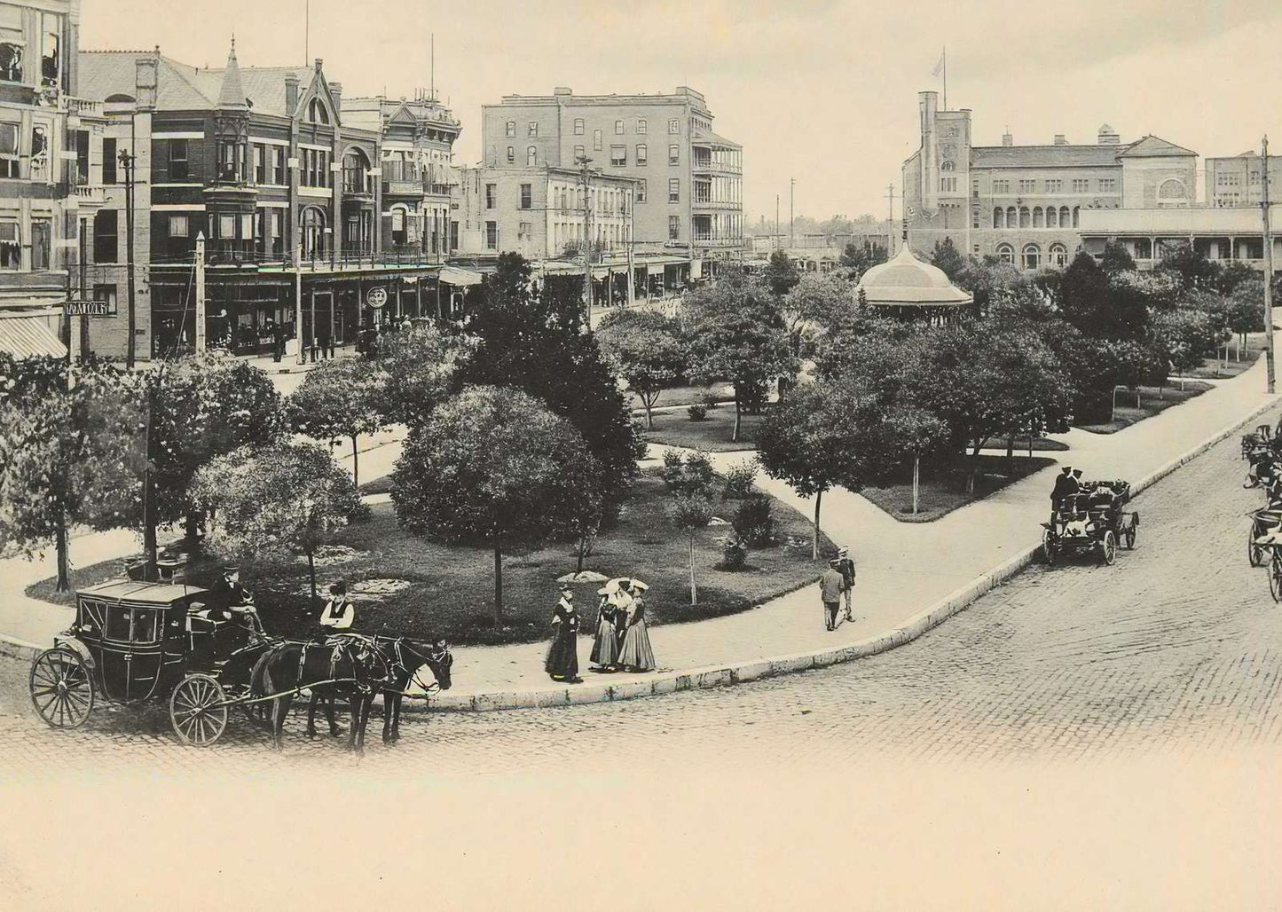 Alamo Plaza Looking North in 1906 Vintage Print (7 Sizes) - Acid Free