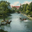 San Antonio River in 1906 Vintage Print (7 Sizes) - Retouched
