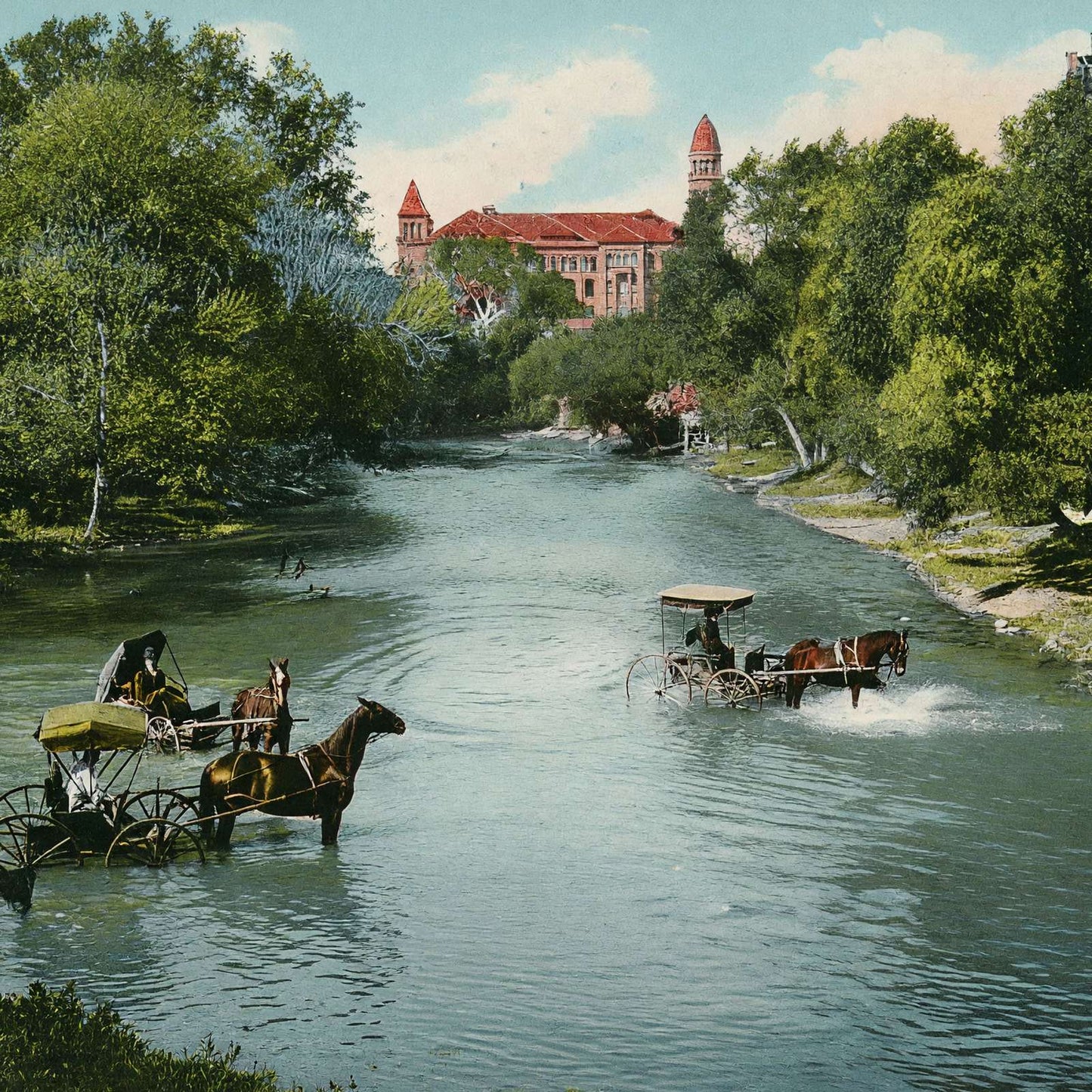 San Antonio River in 1906 Vintage Print (7 Sizes) - Retouched