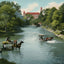 San Antonio River in 1906 Vintage Print (7 Sizes) - Retouched