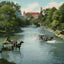 San Antonio River in 1906 Vintage Print (7 Sizes) - Retouched