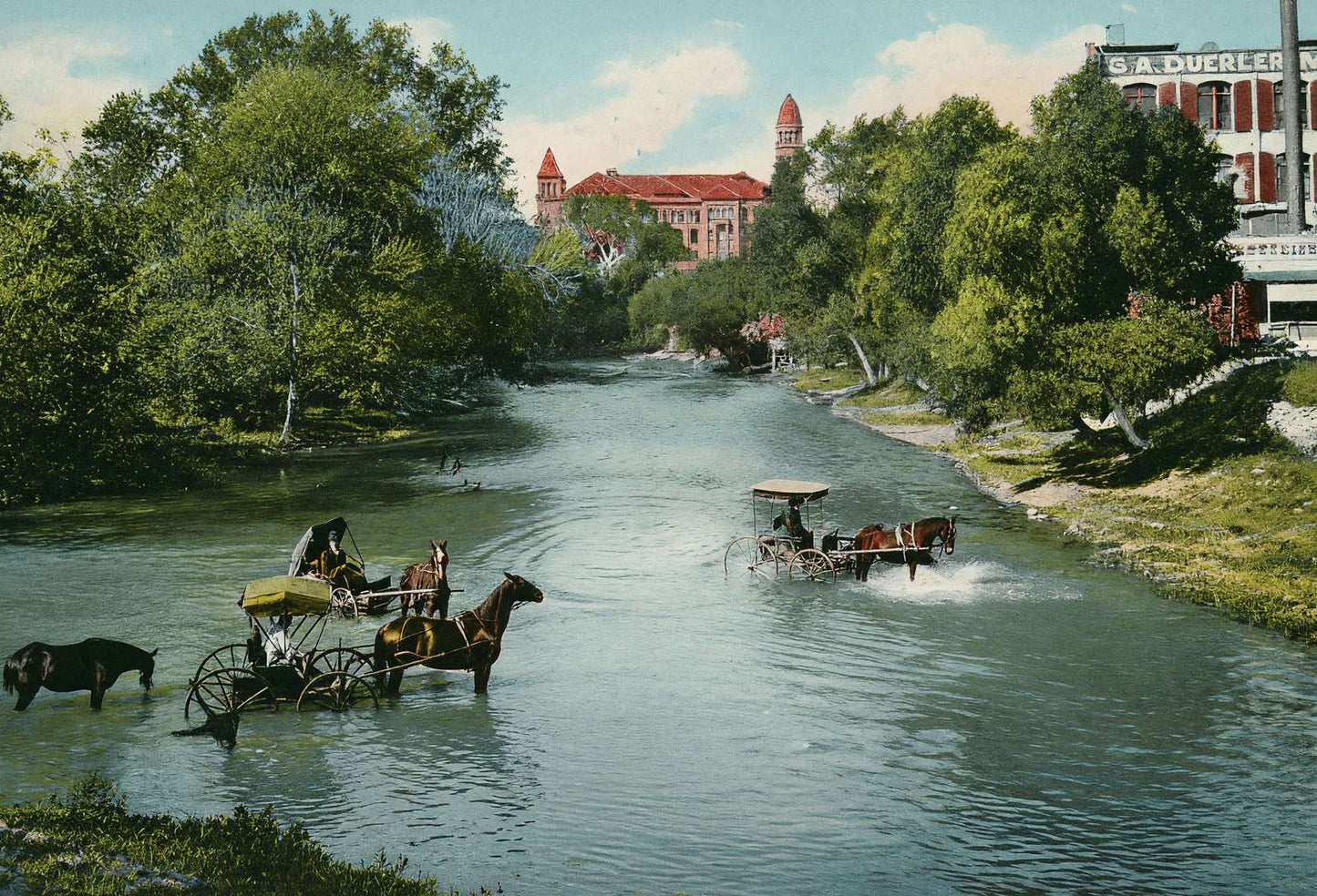 San Antonio River in 1906 Vintage Print (7 Sizes) - Retouched
