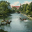 San Antonio River in 1906 vintage print