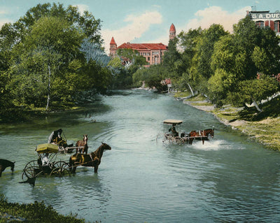 San Antonio River in 1906 vintage print