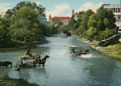 San Antonio River in 1906 Vintage Print (7 Sizes) - Retouched