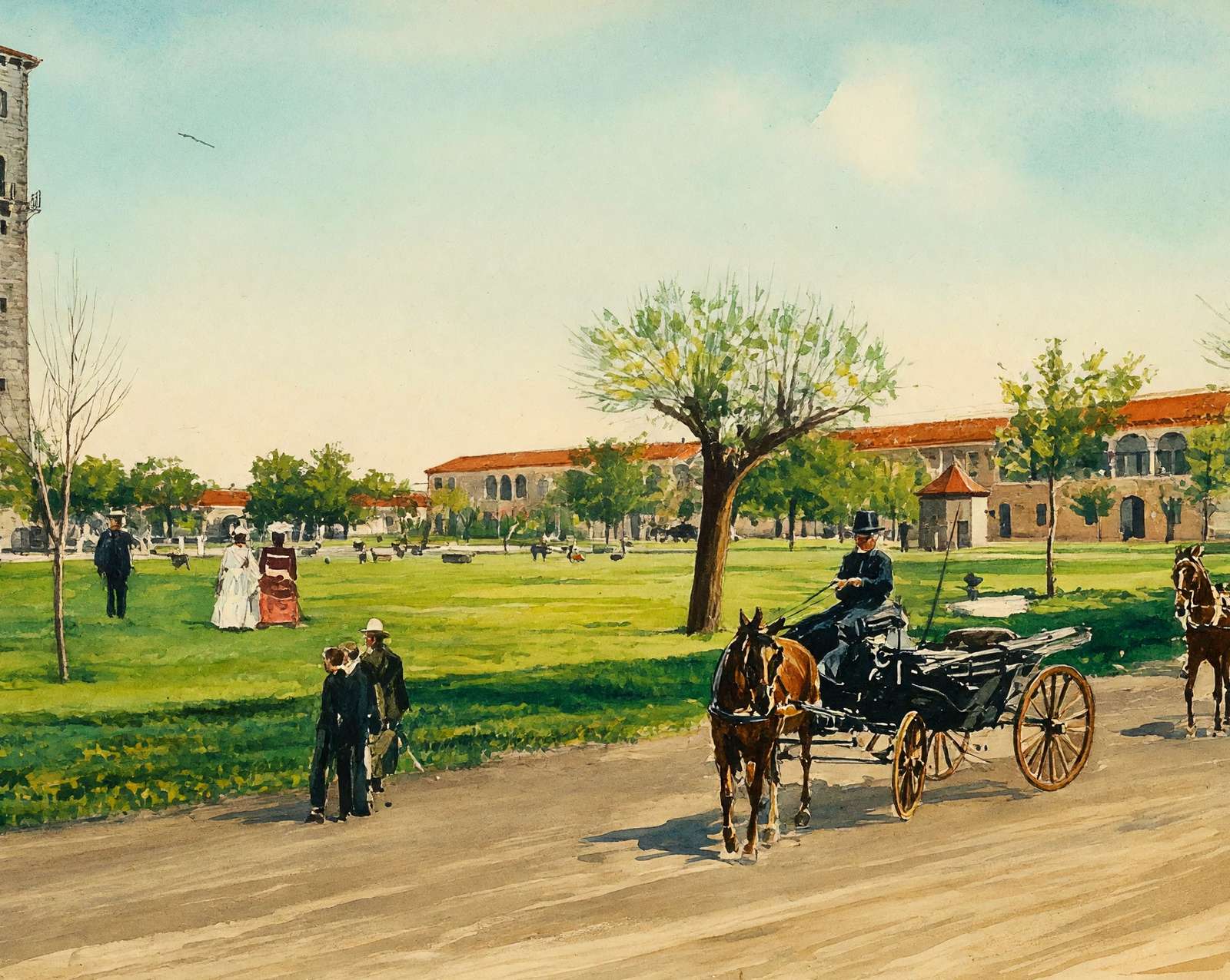 U.S. Government Tower at Fort Sam Houston in 1905 painting