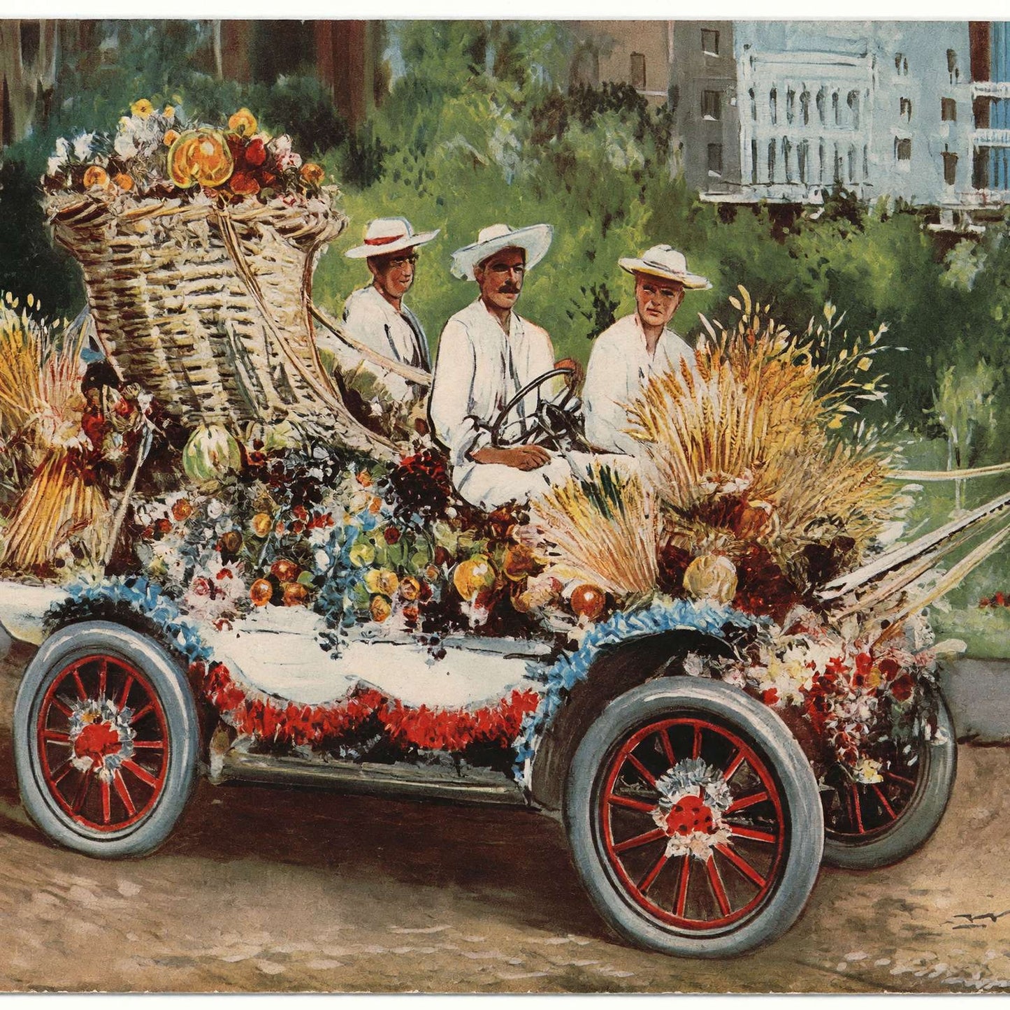 Horn of Plenty at Battle of Flowers in 1907 Vintage Print (7 Sizes)