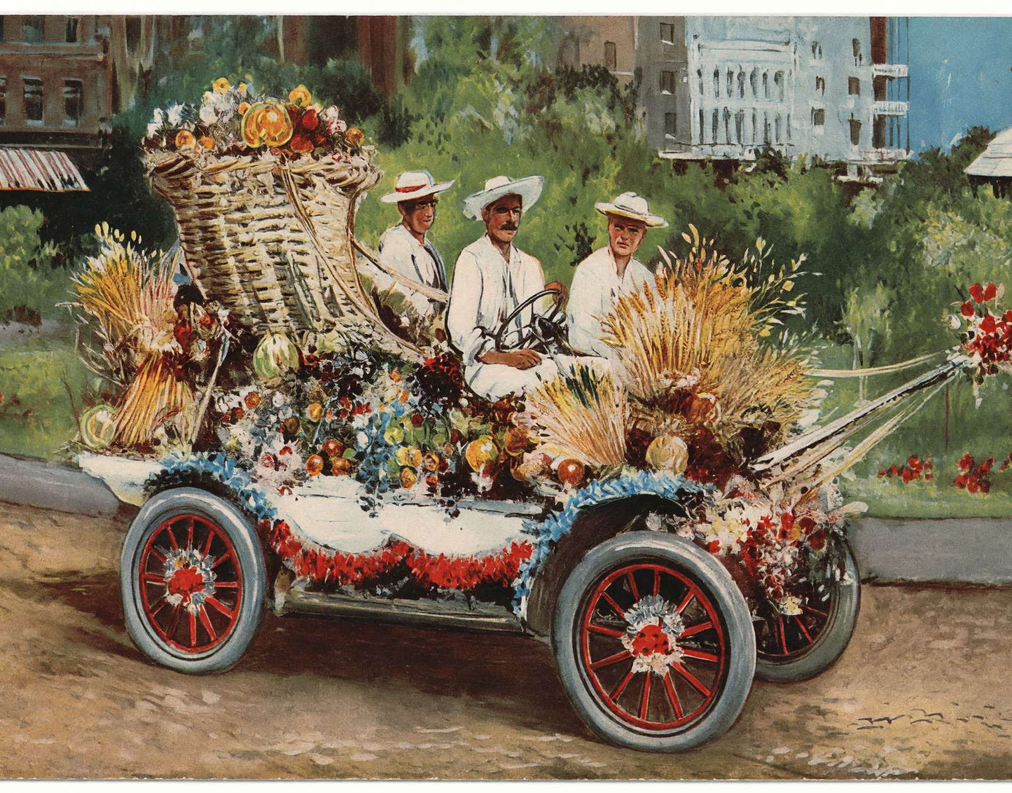 Horn of Plenty at Battle of Flowers in 1907 Vintage Print (7 Sizes)