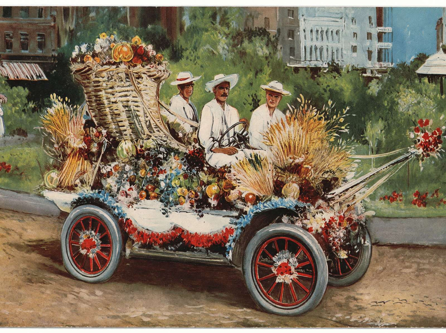 Horn of Plenty at Battle of Flowers in 1907 Vintage Print (7 Sizes)