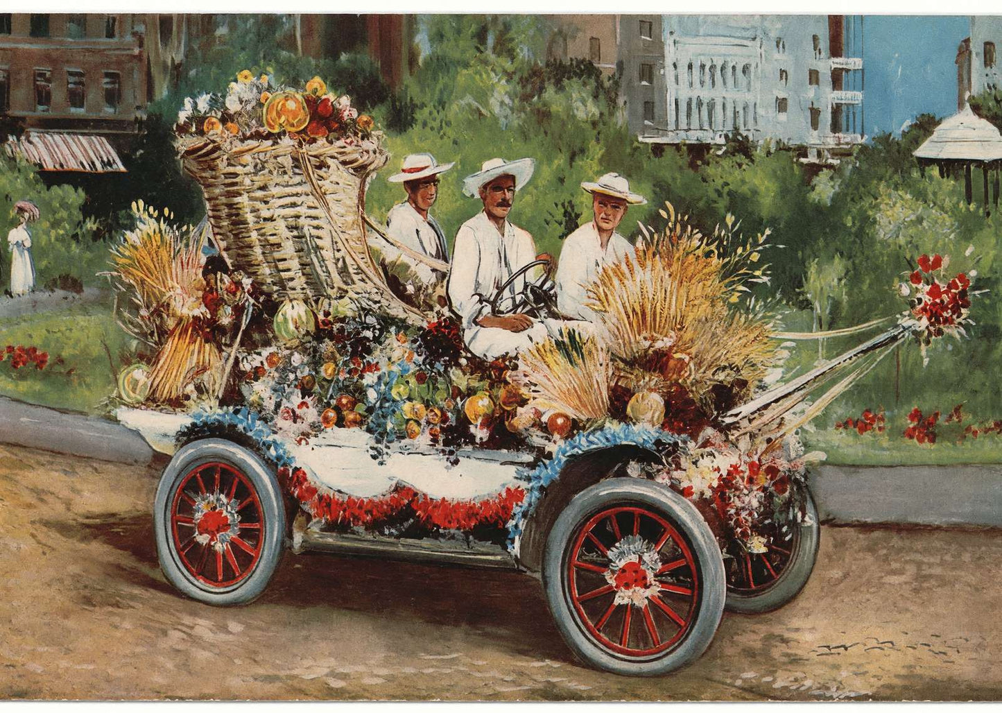 Horn of Plenty at Battle of Flowers in 1907 Vintage Print (7 Sizes)