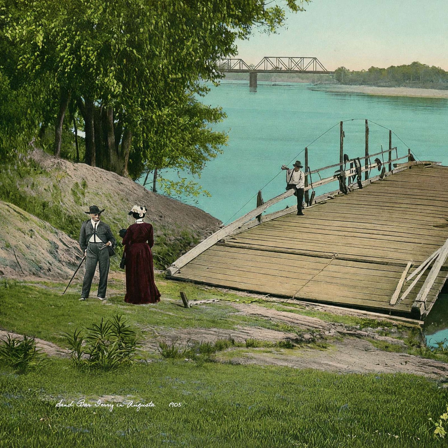 Sand Bar Ferry Augusta GA in 1905 Vintage Print (7 Sizes) - Premium Quality