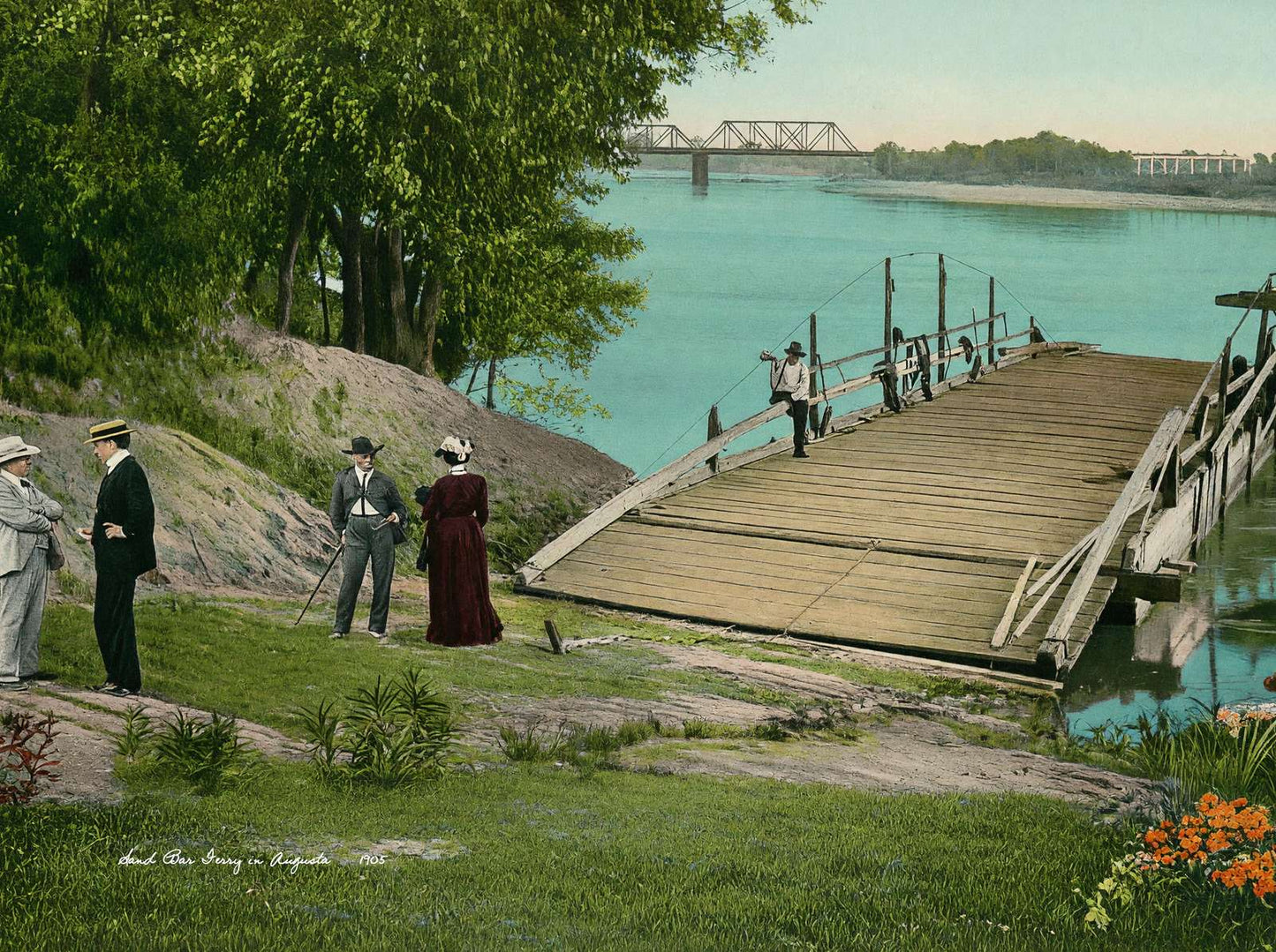Sand Bar Ferry Augusta GA in 1905 Vintage Print (7 Sizes) - Premium Quality