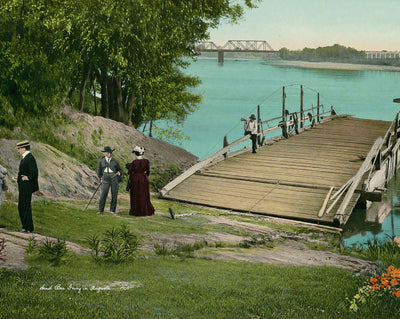 Sand Bar Ferry in Augusta in 1905 vintage print