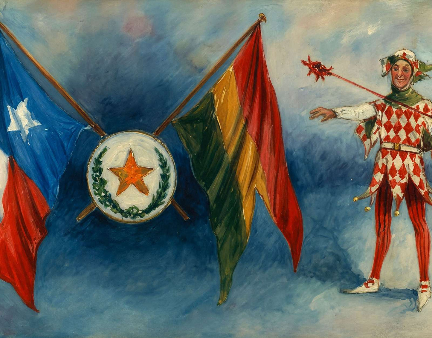 San Antonio Battle of Flowers Star & Jester 1908 Art Print (7 Sizes) - Enhanced