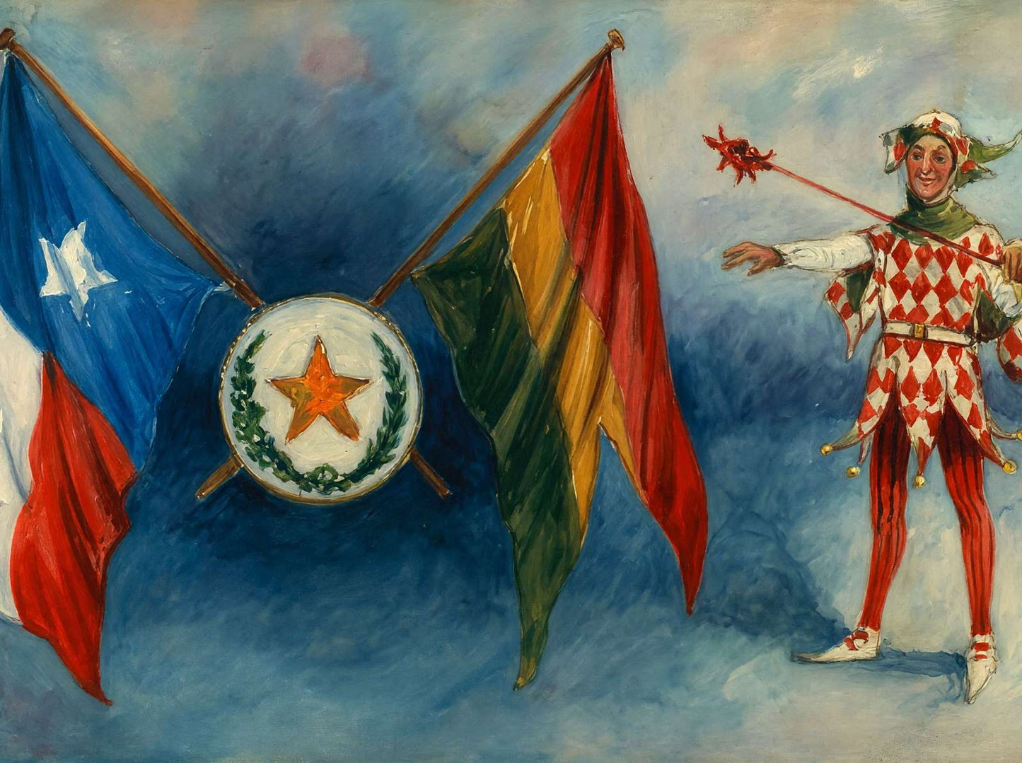 San Antonio Battle of Flowers Star & Jester 1908 Art Print (7 Sizes) - Enhanced